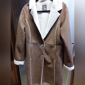 Old navy faux suede sherpa lined brown coat